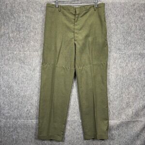 True Vintage Pleated Trousers Permanent Press Cuffed Green Men's 33 x 29 USA 70s